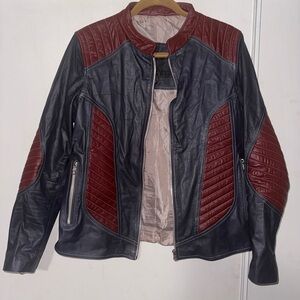 Have Black Leather Jacket with Quilted Burgundy Panels